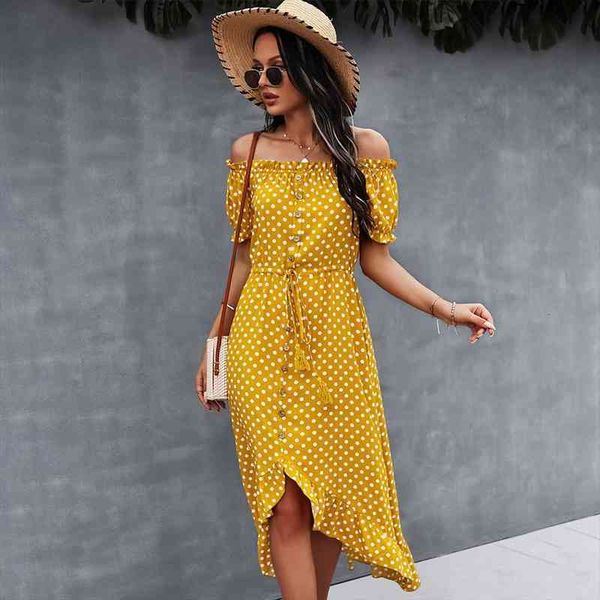 ladies vintage maxi polka dot print summer dress women casual off shoulder button long women beach dress female vestidos, Black;gray
ladies vintage maxi polka dot print summer dress women casual off shoulder button long women beach dress female vestidos, Black;gray