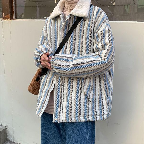 men's down & parkas 2021 autumn and winter youth lamb hair striped loose large size woolen cloth cotton clothing fashionable casual top, Black
men's down & parkas 2021 autumn and winter youth lamb hair striped loose large size woolen cloth cotton clothing fashionable casual top, Black
