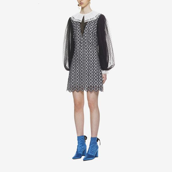 sales 2021 autumn vintage dress lace embroidered self-portrait puff female shredded sleeves pater collar dresses ayxx, Black;gray
sales 2021 autumn vintage dress lace embroidered self-portrait puff female shredded sleeves pater collar dresses ayxx, Black;gray