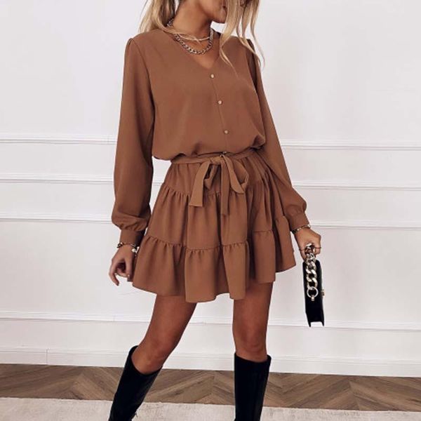 autumn long sleeve ruffles dress for women spring v neck casual loose mini dress button female solid a line office vestidos, Black;gray
autumn long sleeve ruffles dress for women spring v neck casual loose mini dress button female solid a line office vestidos, Black;gray