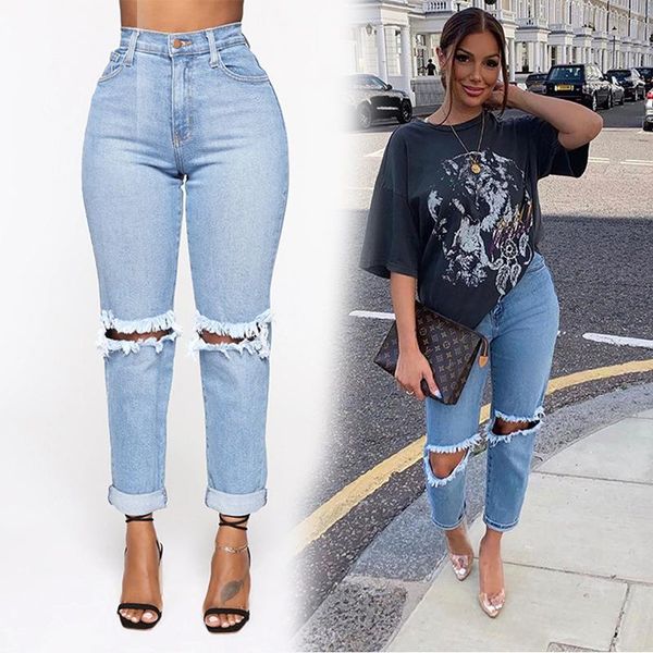 women's jeans high waist fashion casual hip hop ladies women ripped pencil denim large size, Blue
women's jeans high waist fashion casual hip hop ladies women ripped pencil denim large size, Blue