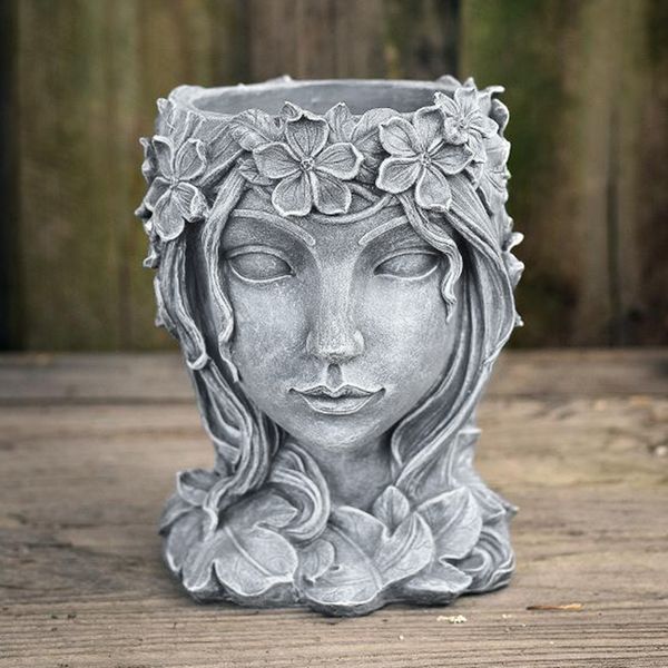 indoor outdoor head planter pot resin succulent planter vase greek statue planter urn home garden decor sculpture