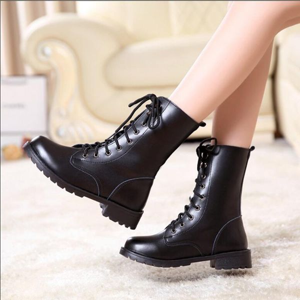 boots women mid calf ladies pu leather lace up fashion shoes female casual pointed toe cone heels woman comfort footwear, Black
boots women mid calf ladies pu leather lace up fashion shoes female casual pointed toe cone heels woman comfort footwear, Black