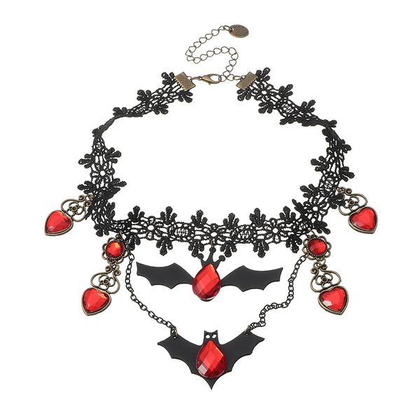new gothic jewelry red bat halloween collar necklace lace choker necklace for women nightmare before christmas black layered necklace, Blue;red
new gothic jewelry red bat halloween collar necklace lace choker necklace for women nightmare before christmas black layered necklace, Blue;red