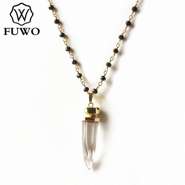 chains fuwo natural clear quartz pendant necklace with gold winding black crystal beads chain simple cute arrowhead jewelry nc087, Silver
chains fuwo natural clear quartz pendant necklace with gold winding black crystal beads chain simple cute arrowhead jewelry nc087, Silver
