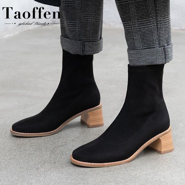 boots taoffen 5 colors woman ankle real leather thick heel winter shoes fashion elegant party footwear size 34-40, Black
boots taoffen 5 colors woman ankle real leather thick heel winter shoes fashion elegant party footwear size 34-40, Black