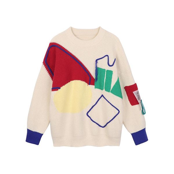 big size knitting sweater japanese blue pattern long sleeve women pullovers new loose fit round neck fashion autumn winter 2021, White;black
big size knitting sweater japanese blue pattern long sleeve women pullovers new loose fit round neck fashion autumn winter 2021, White;black