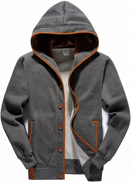 men's fleece hoodie button-up jacket hooded sweatshirt c19j#, Black
men's fleece hoodie button-up jacket hooded sweatshirt c19j#, Black