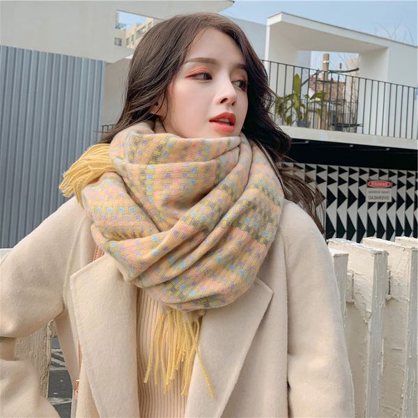 small fragrance scarf women's ins fashion winter korean version lovely girl heart versatile lattice thickened student warm neck, Blue;gray
small fragrance scarf women's ins fashion winter korean version lovely girl heart versatile lattice thickened student warm neck, Blue;gray