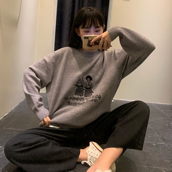 2021 new loose female sweater knitted autumn winter cartoon gray and womens sweaters (c9300) 9pun, White;black
2021 new loose female sweater knitted autumn winter cartoon gray and womens sweaters (c9300) 9pun, White;black