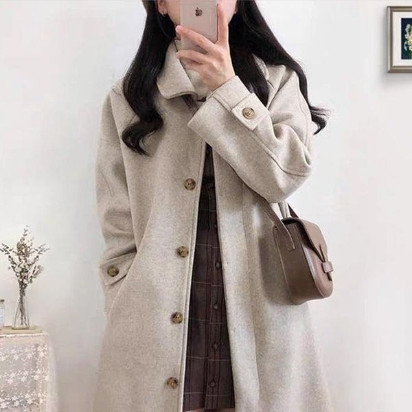 women's wool & blends winter woolen coat women hepburn style medium long year autumn and thickened soft versatile, Black
women's wool & blends winter woolen coat women hepburn style medium long year autumn and thickened soft versatile, Black