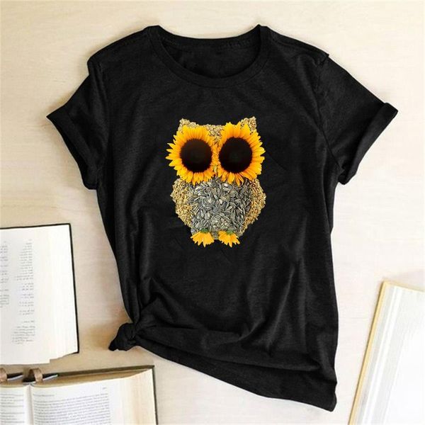 sunflower owl print women t shirt women's fashion aesthetic summer t-shirt short sleeved polyester funny t-shirts female, White
sunflower owl print women t shirt women's fashion aesthetic summer t-shirt short sleeved polyester funny t-shirts female, White
