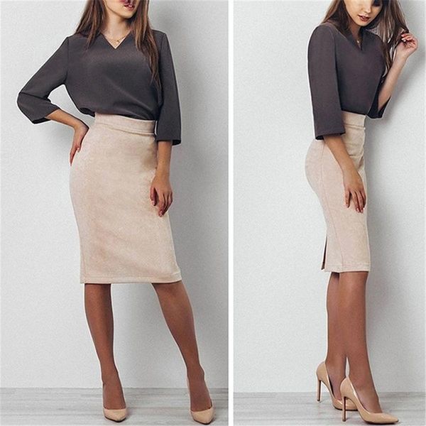 cream color women skirts plus size knee-length pencil skirt female vintage suede split skirts jupe femme faldas mujer, Black
cream color women skirts plus size knee-length pencil skirt female vintage suede split skirts jupe femme faldas mujer, Black