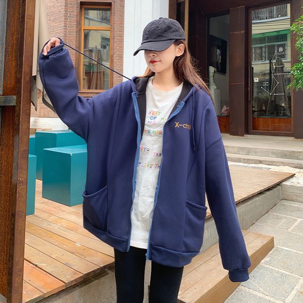 hooded plush sweater women's autumn and winter new 2020 design cardigan korean bf harajuku jacket 5udu, Black
hooded plush sweater women's autumn and winter new 2020 design cardigan korean bf harajuku jacket 5udu, Black