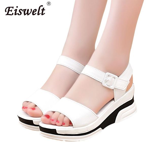 eiswelt summer women sandal ladies fashion platform wild wedge shoes middle heel flat muffin with thick bottom women sandals, Black
eiswelt summer women sandal ladies fashion platform wild wedge shoes middle heel flat muffin with thick bottom women sandals, Black