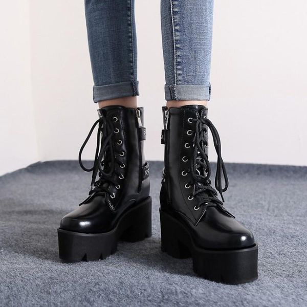boots 2021 spring fashion motorcycle women patent leather platform heels casual shoes lacing round toe ladies autumn boots1, Black
boots 2021 spring fashion motorcycle women patent leather platform heels casual shoes lacing round toe ladies autumn boots1, Black