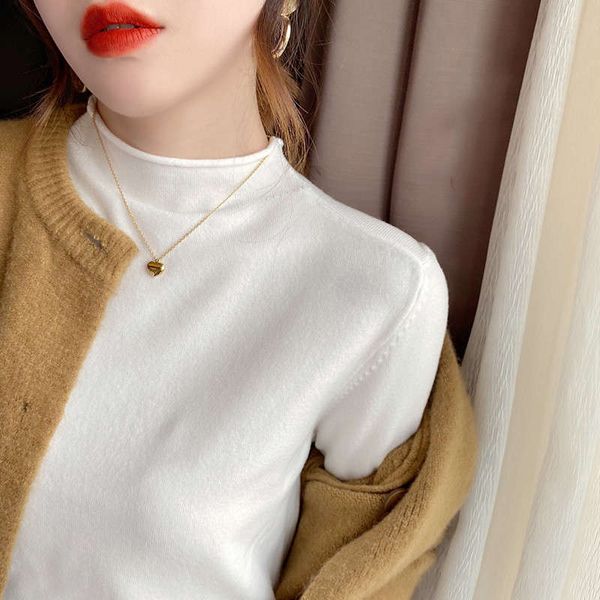 vipwomen's autumn and winter half high collar knitted bottoming shirt with 2020 new foreign style korean sweater, White;black
vipwomen's autumn and winter half high collar knitted bottoming shirt with 2020 new foreign style korean sweater, White;black