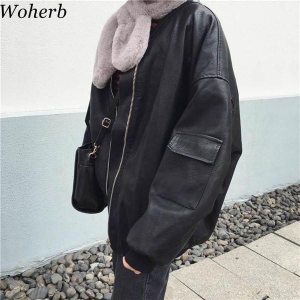woherb winter 2020 plus size pu leather jacket women loose harajuku boyfriend style autumn jackets chaqueta mujer 201421, Black;brown
woherb winter 2020 plus size pu leather jacket women loose harajuku boyfriend style autumn jackets chaqueta mujer 201421, Black;brown