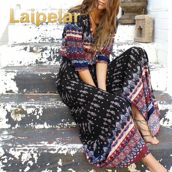 women long maxi dresses bohemia v-neck three quarter sleeve floral print ethnic summer beach female split stylish style dress, Black;gray
women long maxi dresses bohemia v-neck three quarter sleeve floral print ethnic summer beach female split stylish style dress, Black;gray