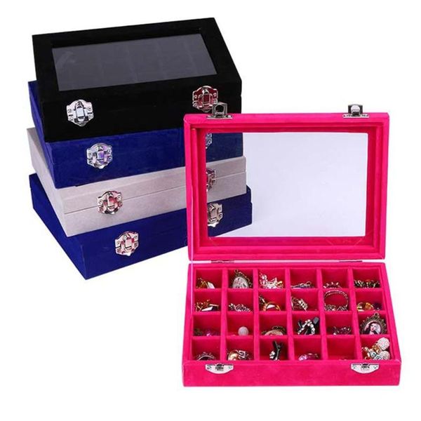 24 grids jewelry earring ring display tray organizer holder storage case earring necklace jewelry display women, Pink;blue
24 grids jewelry earring ring display tray organizer holder storage case earring necklace jewelry display women, Pink;blue