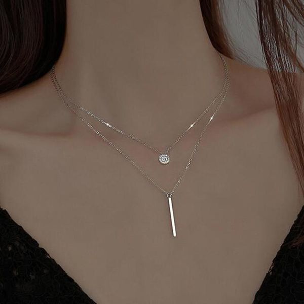 chokers minimalism 925 sterling silver double layer necklace round shiny full zircon long pendant necklaces gift fine accessory, Golden;silver
chokers minimalism 925 sterling silver double layer necklace round shiny full zircon long pendant necklaces gift fine accessory, Golden;silver