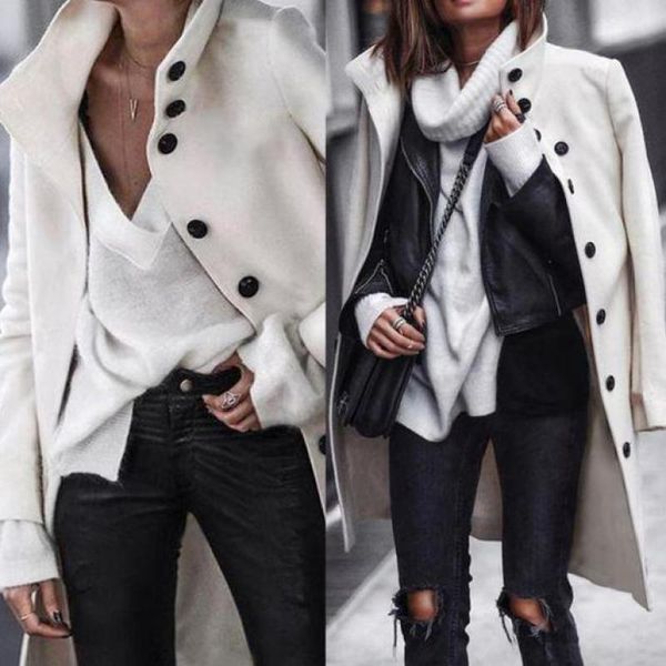 autumn stylish solid long coats fashion women turtleneck buttons down jackets long sleeve work outwear casual cardigan, Black;brown
autumn stylish solid long coats fashion women turtleneck buttons down jackets long sleeve work outwear casual cardigan, Black;brown
