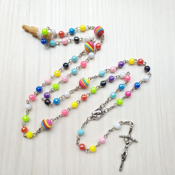 rainbow acrylic beads cross women rosary necklace religious pray jewelry, Silver
rainbow acrylic beads cross women rosary necklace religious pray jewelry, Silver