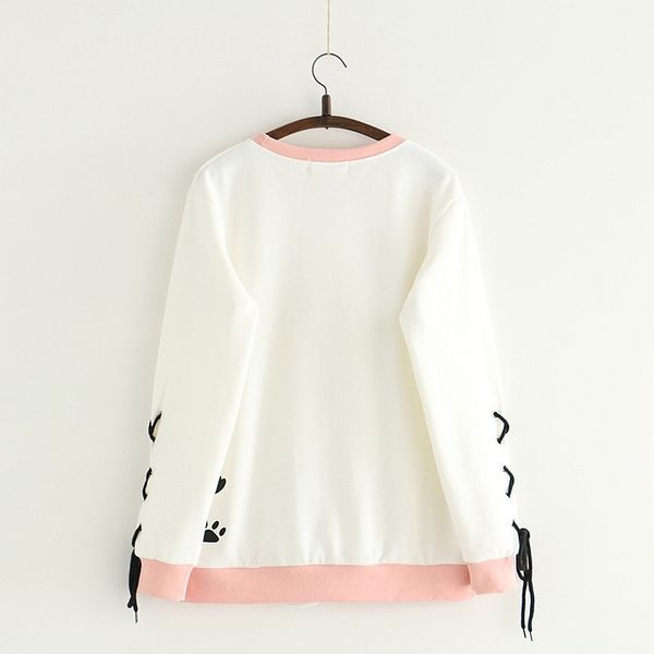women's cat embroidery hoodies sweatshirt long sleeve o-neck patchwork tracksuit spring new girl loose casual pullovers 201203, Black
women's cat embroidery hoodies sweatshirt long sleeve o-neck patchwork tracksuit spring new girl loose casual pullovers 201203, Black