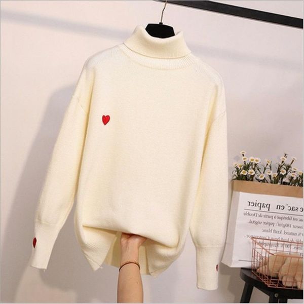 women's sweaters cartoon love turtleneck lazy sweater women long sleeve loose embroidery knitting bottom female pulling spring autumn, White;black
women's sweaters cartoon love turtleneck lazy sweater women long sleeve loose embroidery knitting bottom female pulling spring autumn, White;black