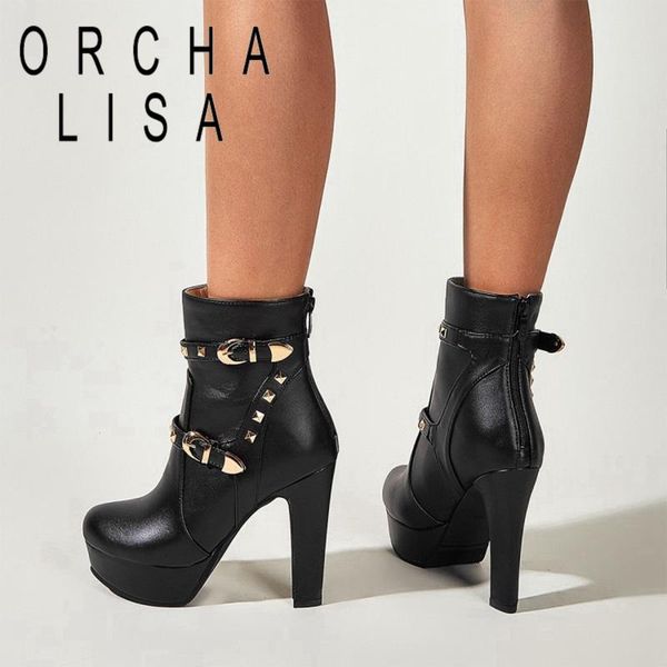 orcha lisa ladies ankle boots new round toe 12cm high square heels ins designer rivets buckle zip punk size 43 spring c2226, Black
orcha lisa ladies ankle boots new round toe 12cm high square heels ins designer rivets buckle zip punk size 43 spring c2226, Black
