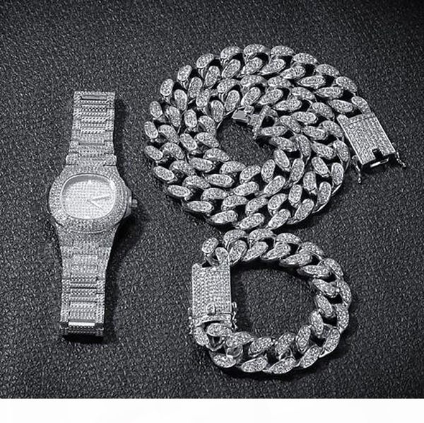 mens hip hop iced out chain+bracelet+watch set 3pcs jewelry set rapper singer accessories, Silver
mens hip hop iced out chain+bracelet+watch set 3pcs jewelry set rapper singer accessories, Silver