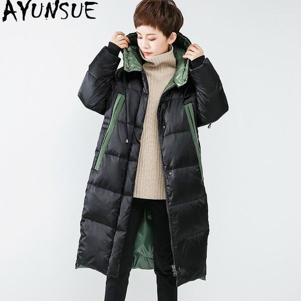 ayunsue women's winter down jacket long white duck down coat hooded korean puffer jacket doudoune femme hiver wfdy71601 kj36741, Black
ayunsue women's winter down jacket long white duck down coat hooded korean puffer jacket doudoune femme hiver wfdy71601 kj36741, Black