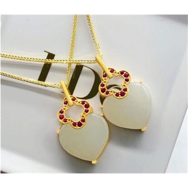 hetian gold inlaid jade heart-shaped necklace valentine's day high-end present jewelry bqo2, Silver
hetian gold inlaid jade heart-shaped necklace valentine's day high-end present jewelry bqo2, Silver