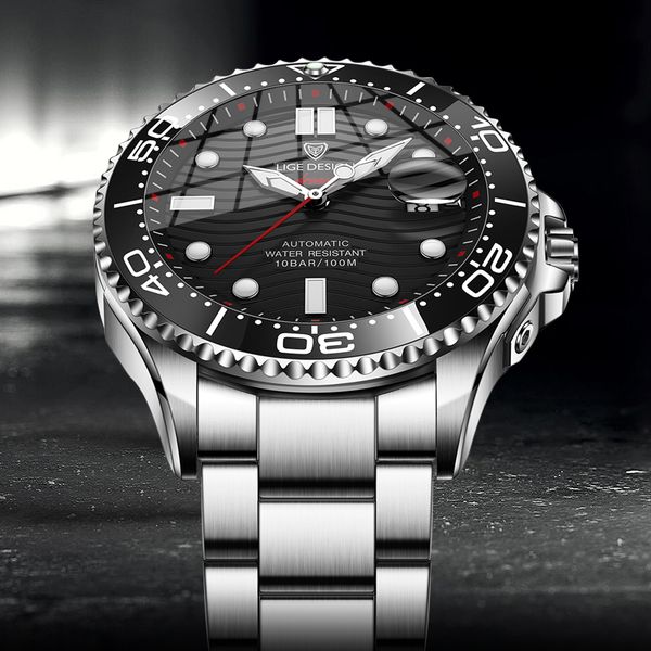2021 new sport mens mechanical watches lige brand luxury automatic watch men 100 waterproof date clock man diving wristwatch, Silver
2021 new sport mens mechanical watches lige brand luxury automatic watch men 100 waterproof date clock man diving wristwatch, Silver