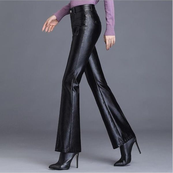 pu leather pants women high waist 2021 autumn winter fashion black flare trousers designer casual bottoms plus size pantalon y2k, Black;white
pu leather pants women high waist 2021 autumn winter fashion black flare trousers designer casual bottoms plus size pantalon y2k, Black;white