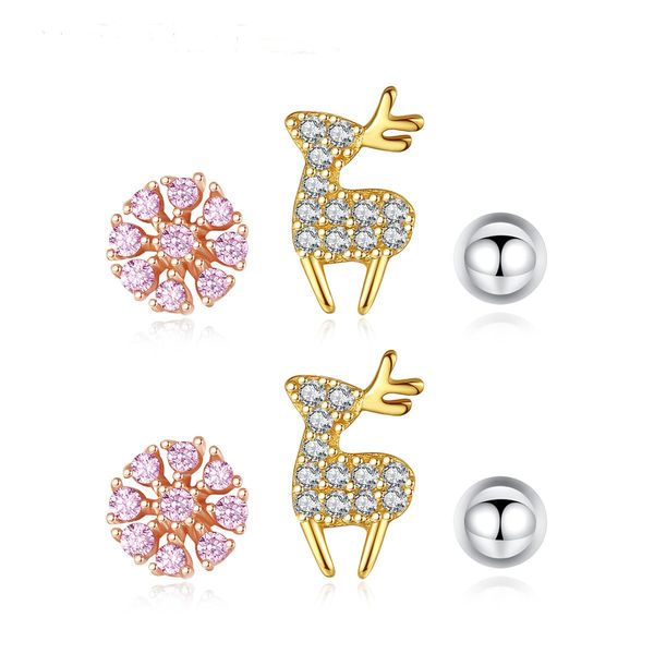 2020 charming women earstud s925 3pair/set earring for gilrs festival gift wedding small fresh and delicate elk snowflake earrings with box, Golden
2020 charming women earstud s925 3pair/set earring for gilrs festival gift wedding small fresh and delicate elk snowflake earrings with box, Golden