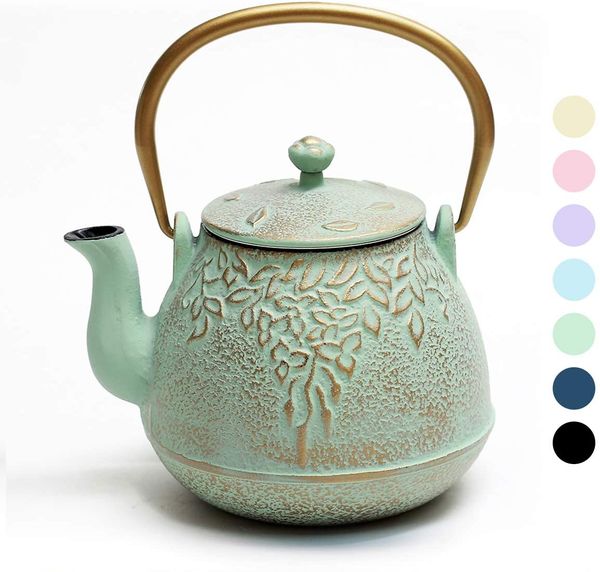 ier tea kettle, stovesafe cast iron teapot with infusers for loose tea, 22 oz, light green
ier tea kettle, stovesafe cast iron teapot with infusers for loose tea, 22 oz, light green