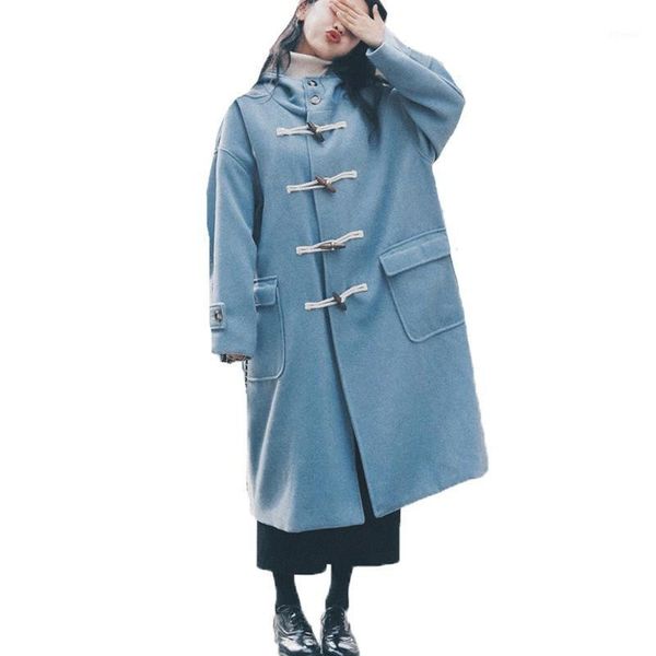 women's wool & blends vintage woolen coat women female coats long outerwear autumn winter students loose plus size thicker horns buckle, Black
women's wool & blends vintage woolen coat women female coats long outerwear autumn winter students loose plus size thicker horns buckle, Black