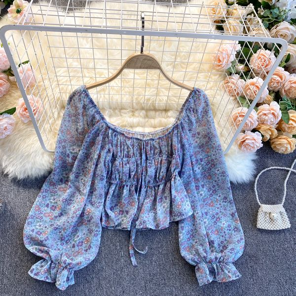 2021 new singiny feminine chiffon floral printing blouse spring turtleneck square puff short rope ruched shirts 3dfs, White
2021 new singiny feminine chiffon floral printing blouse spring turtleneck square puff short rope ruched shirts 3dfs, White