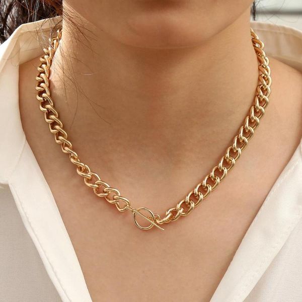 punk jewelry gold color metal cuban link chain necklace toggle ot buckle link chain choker necklace, Silver
punk jewelry gold color metal cuban link chain necklace toggle ot buckle link chain choker necklace, Silver