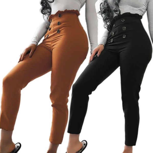 women high waist pants solid button slim pantalon femme casual pencil pants women skinny trousers ladies streewear, Black;white
women high waist pants solid button slim pantalon femme casual pencil pants women skinny trousers ladies streewear, Black;white