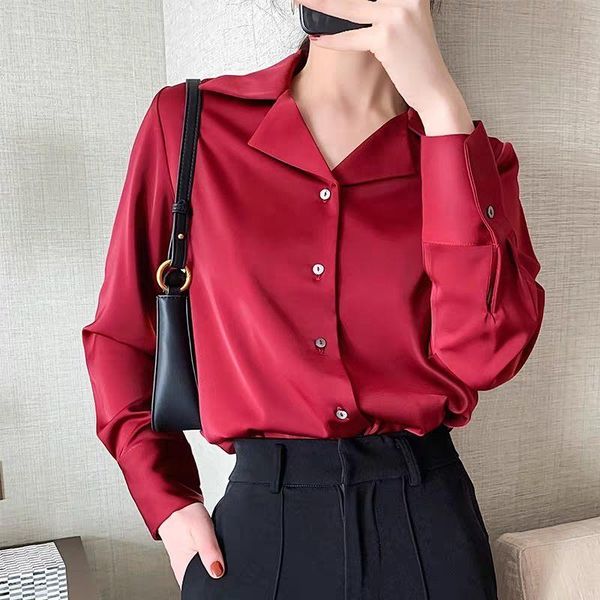 women's blouses & shirts spring autumn style shirt button solid color notched collar long sleeve korean vintage sp987, White
women's blouses & shirts spring autumn style shirt button solid color notched collar long sleeve korean vintage sp987, White