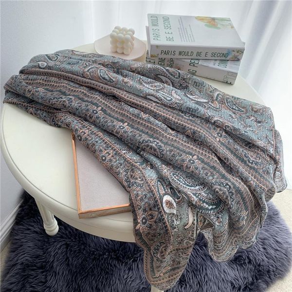 women's vintage paisley cotton scarf shawl wrap dirty winter print scarves, Blue;gray
women's vintage paisley cotton scarf shawl wrap dirty winter print scarves, Blue;gray
