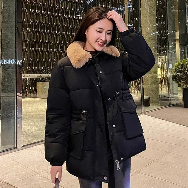 2020 autumn winter fashion solid jacket women large fur collar parkas warm thickness padded outwear1, Black
2020 autumn winter fashion solid jacket women large fur collar parkas warm thickness padded outwear1, Black