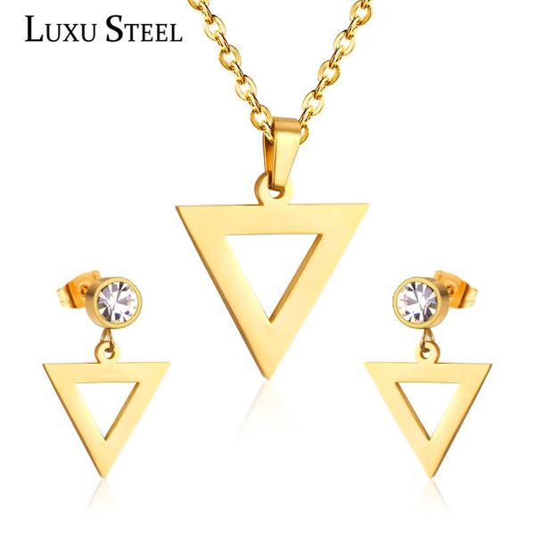 luxusteel pendientes triangle earring fashion jewelry sets stainless steel gold color chains necklace accessories party, Silver
luxusteel pendientes triangle earring fashion jewelry sets stainless steel gold color chains necklace accessories party, Silver