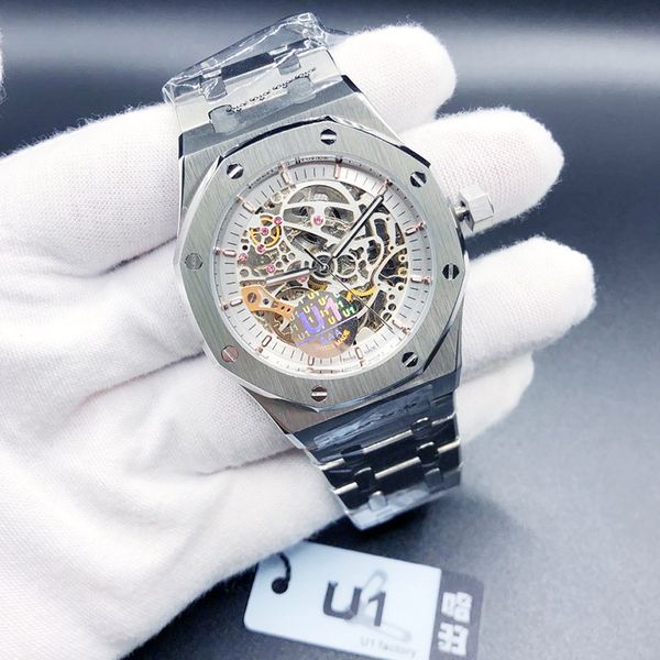 watchbr-u1 41mm men's women's automatic mechanical watch luminous waterproof business watch stainless steel strap hollow watches, Slivery;brown
watchbr-u1 41mm men's women's automatic mechanical watch luminous waterproof business watch stainless steel strap hollow watches, Slivery;brown