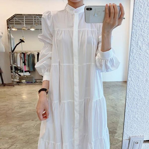 ly varey lin spring autumn women fashion single breasted dresses office lady long sleeve solid loose white shirt maxi dress, Black;gray
ly varey lin spring autumn women fashion single breasted dresses office lady long sleeve solid loose white shirt maxi dress, Black;gray