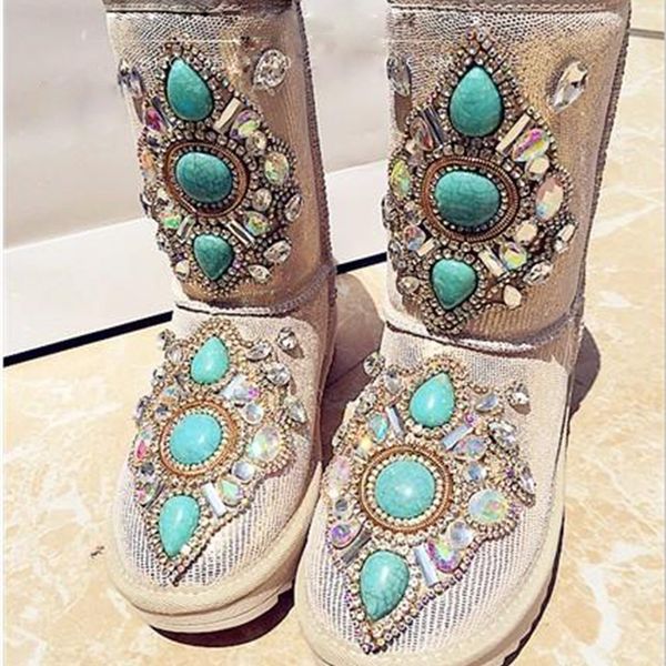 diamonds luxo bling turquoise stone embellished snow winter soft teddy handcrafted ladies mid-calf boots 6oeu, Black
diamonds luxo bling turquoise stone embellished snow winter soft teddy handcrafted ladies mid-calf boots 6oeu, Black