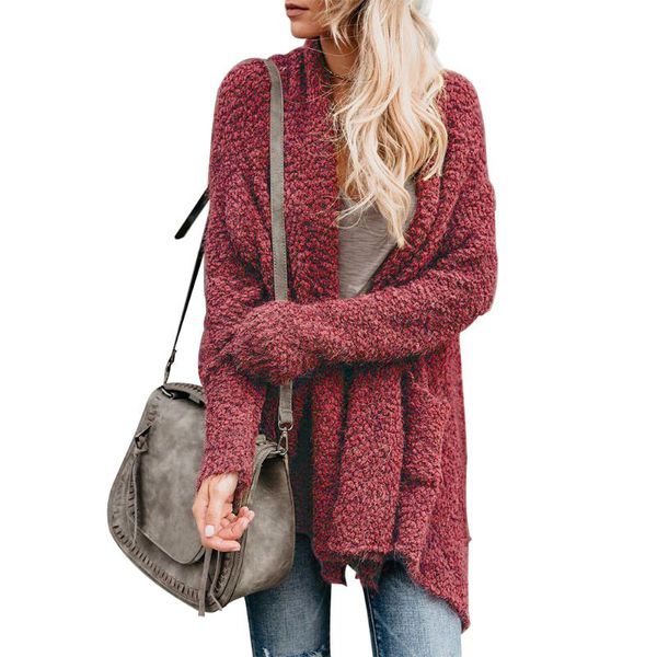 knit fashion pocket long sleeve crew neck women cardigan autumn winter polyester fuzzy loose irregular hem solid soft open front, White
knit fashion pocket long sleeve crew neck women cardigan autumn winter polyester fuzzy loose irregular hem solid soft open front, White
