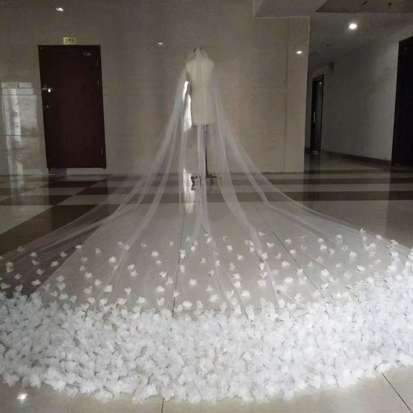 real 3d floral long wedding veil one layer tulle butterfly vestido de noiva white custom made elegant bridal wraps with comb, Black
real 3d floral long wedding veil one layer tulle butterfly vestido de noiva white custom made elegant bridal wraps with comb, Black